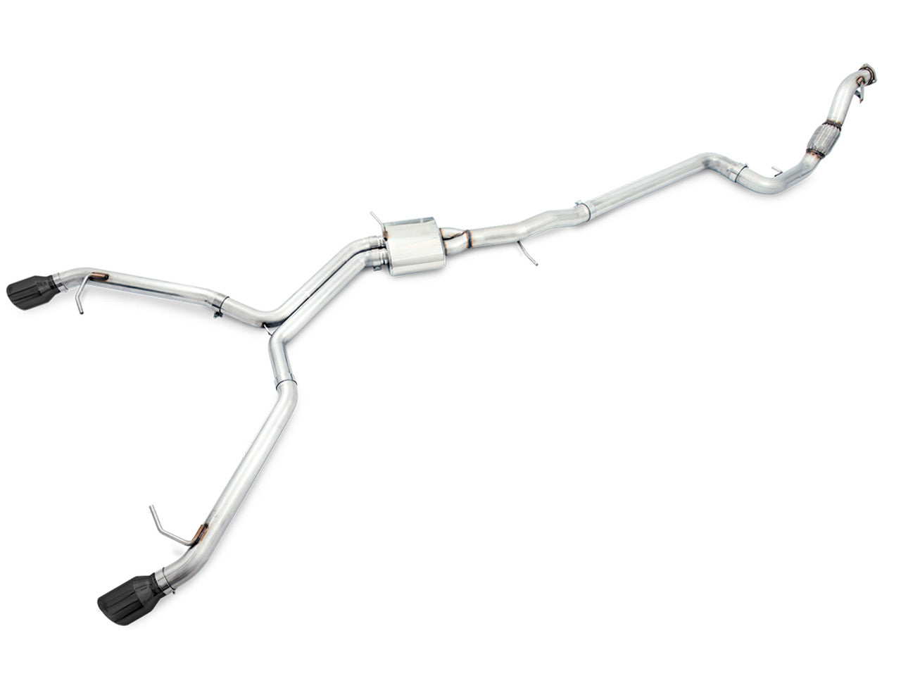 AWE Tuning Audi B9 A4 Track Edition Exhaust Dual Outlet - Diamond Black Tips (Includes DP) - My Store