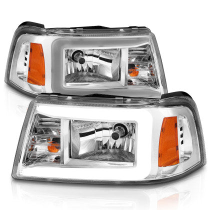 ANZO 2001-2011 Ford Ranger Crystal Headlights w/ Light Bar Chrome Housing - My Store