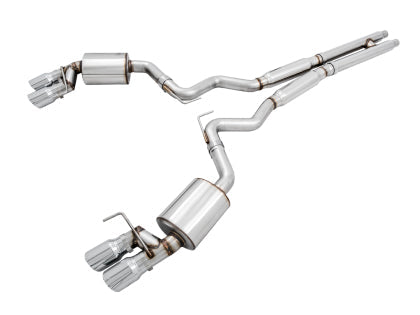 AWE Tuning 2018+ Ford Mustang GT (S550) Cat-back Exhaust - Touring Edition (Quad Diamond Black Tips) - My Store