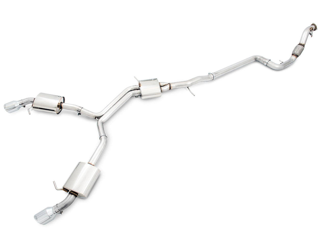 AWE Tuning Audi B9 A4 Touring Edition Exhaust Dual Outlet - Chrome Silver Tips (Includes DP) - Mammoth Racing -