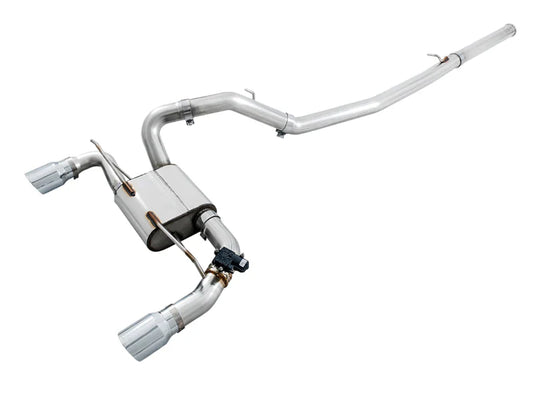 AWE Tuning Ford Focus RS SwitchPath Cat-back Exhaust - Chrome Silver Tips - Mammoth Racing -