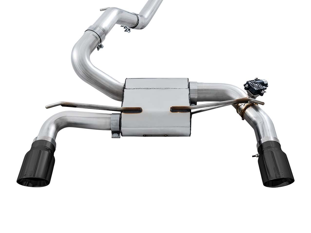 AWE Tuning Ford Focus RS SwitchPath Cat-back Exhaust - Diamond Black Tips - Mammoth Racing -