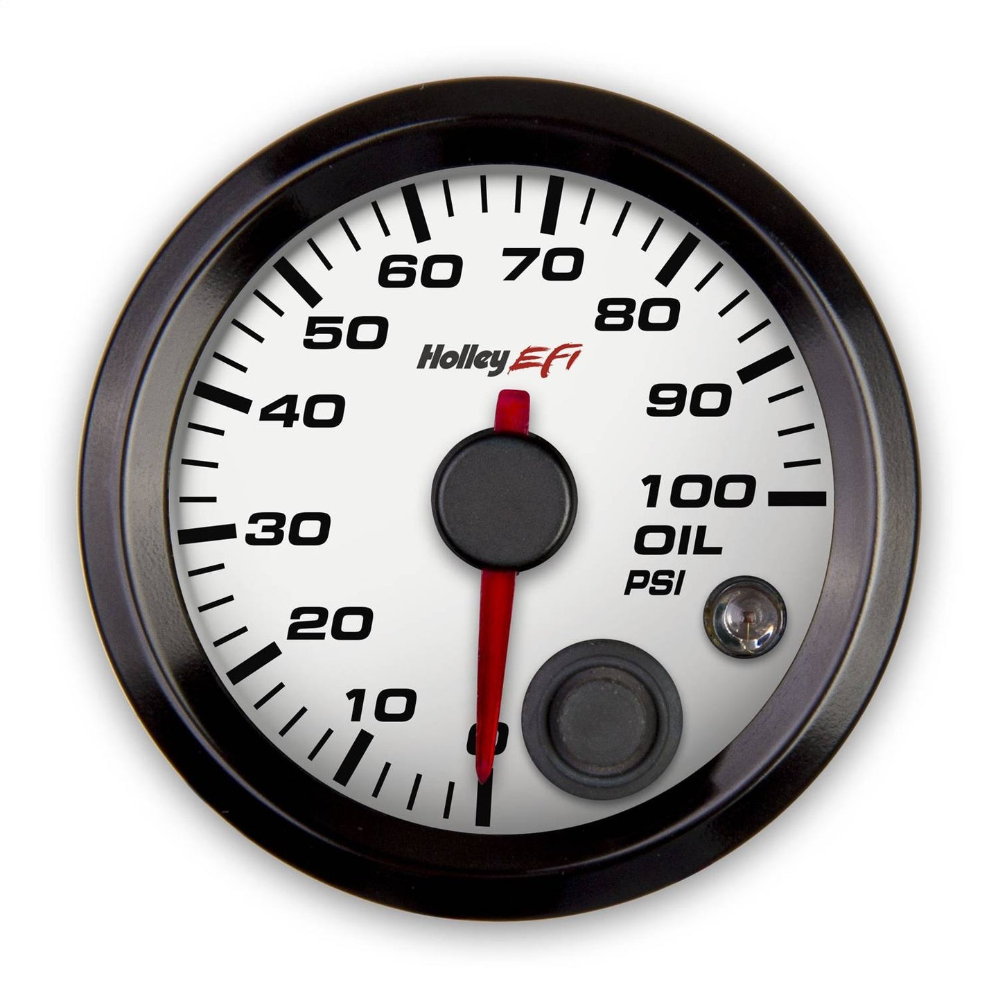 Holley 553-127w EFI Oil Pressure Gauge 2 1/16 in. Diameter 0-100 psi. CAN White Face Black Bezel EFI Oil Pressure Gauge - My Store