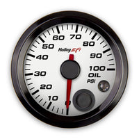 Holley 553-127w EFI Oil Pressure Gauge 2 1/16 in. Diameter 0-100 psi. CAN White Face Black Bezel EFI Oil Pressure Gauge - My Store