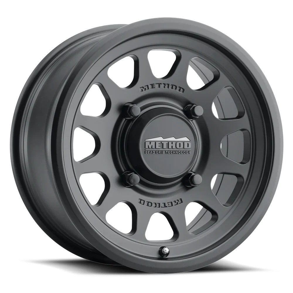 Method Mr414 Bead Grip 15x7 / 4+3/+13mm Offset / 4x136 / 106mm CB Matte Black Wheel - Mammoth Racing -