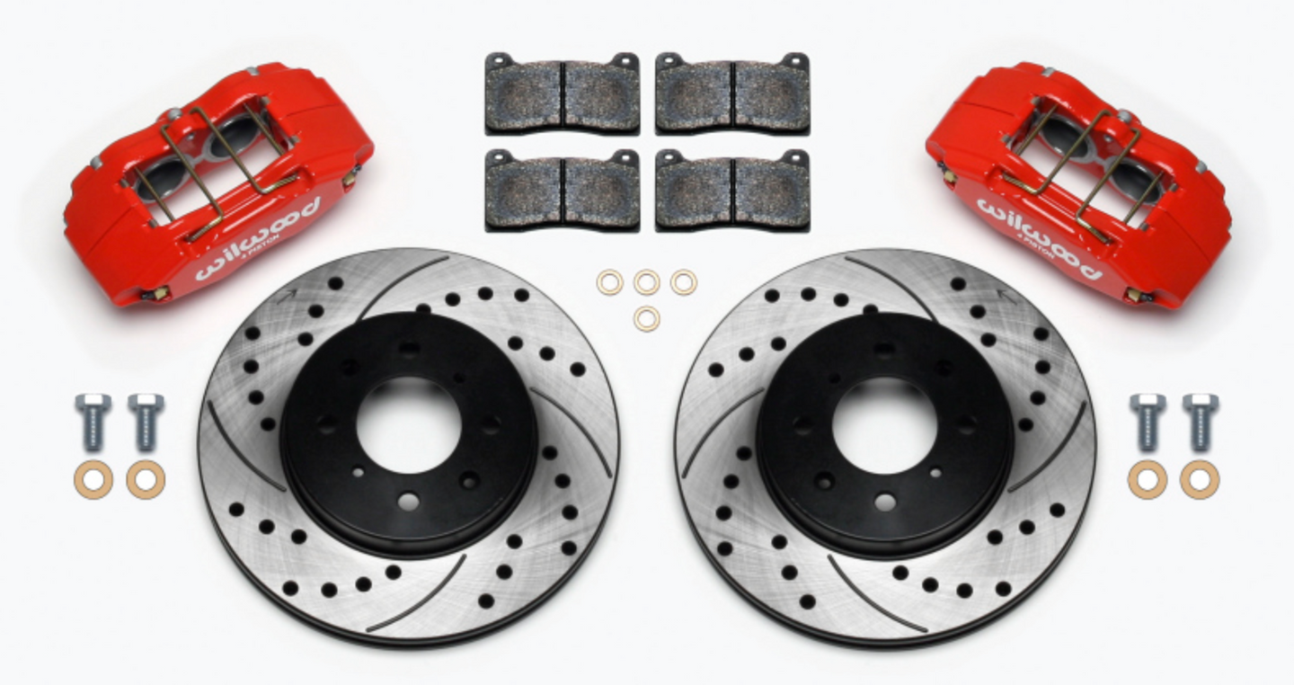 Wilwood Dpha Front Caliper & Rotor Kit Drill Red Honda / Acura w/ 262mm OE Rotor - Mammoth Racing -