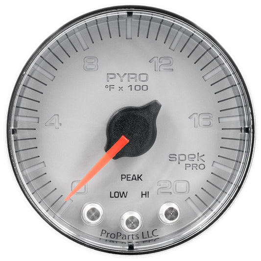 Autometer Spek-Pro Gauge Pyro. (Egt) 2 1/16in 2000f Stepper Motor W/Peak & Warn Slvr/Chrm - My Store