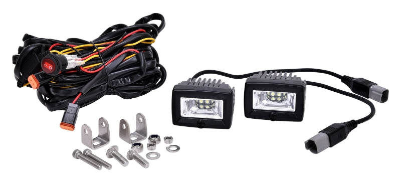 KC HiLiTES C-Series 2in. C2 LED Light 20w Area Flood Beam (Pair Pack System) - Black - Mammoth Racing -