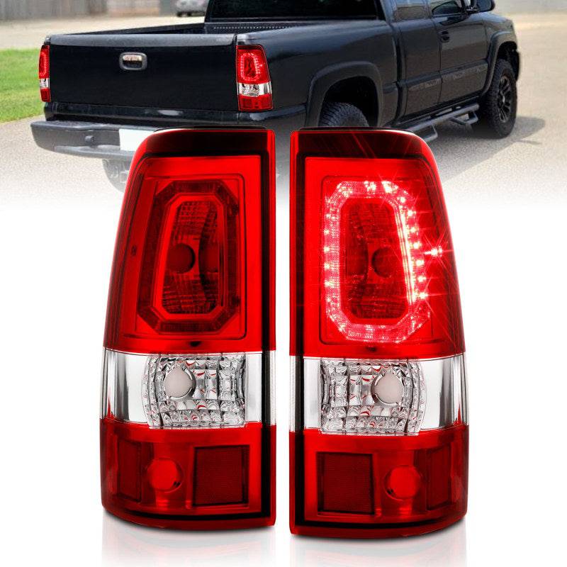 ANZO 2003-2006 Chevy Silverado 1500 LED Taillights Plank Style Chrome With Red/Clear Lens - My Store
