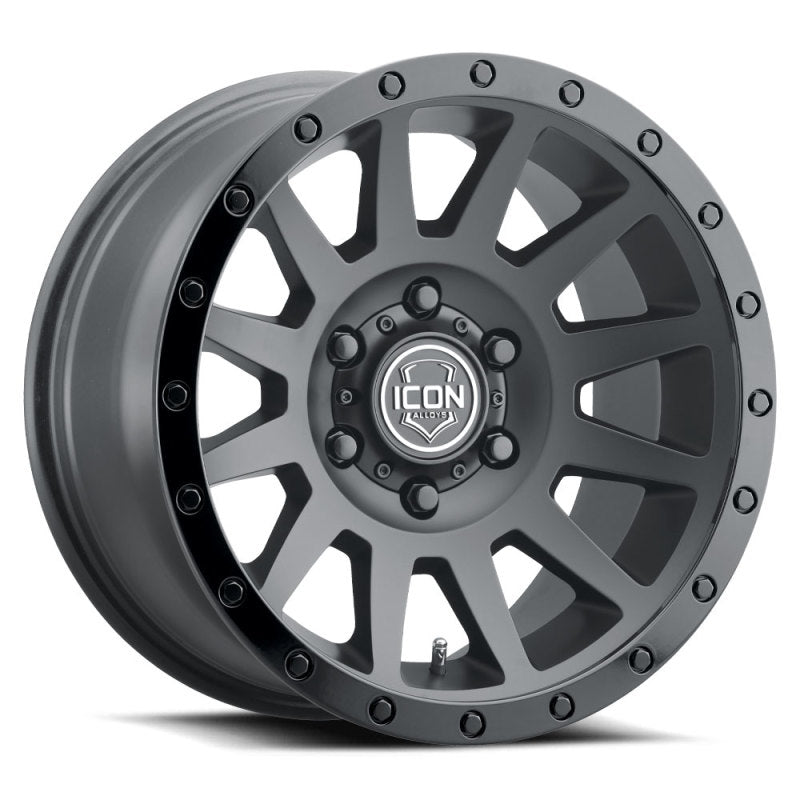 Icon Compression 17x8.5 5x150 25mm Offset 5.75in BS 110.1mm Bore Double Black Wheel - Mammoth Racing -