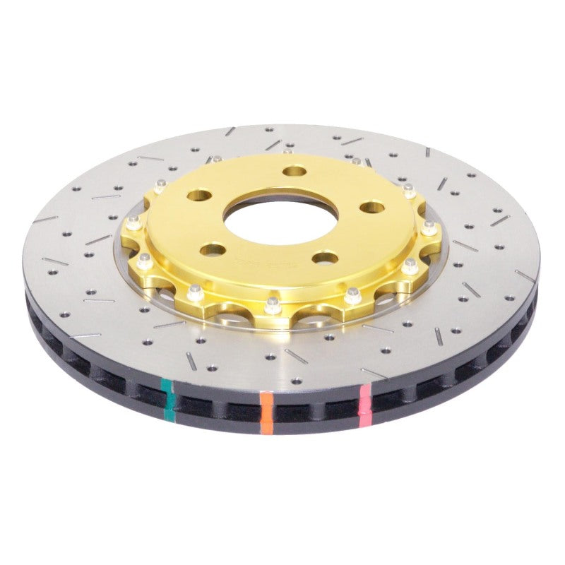 DBA 05-10 Ford Mustang GT / 11-13 V6 Front Drilled & Slotted 5000 Series 2 Piece Rotor w/ Gold Hat - Mammoth Racing -