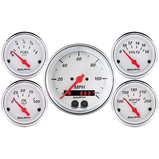 Autometer Arctic White 3-3/8in Electric Speedometer with 2-1/16in Volt/Water/Oil/Fuel - My Store