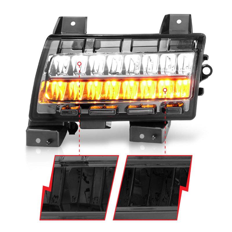 ANZO 2018-2021 Jeep Wrangler LED Side Markers Chrome Housing Smoke Lens w/ Seq. Signal Sport Bulb - My Store