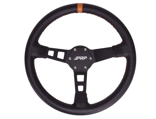 PRP Deep Dish Leather Steering Wheel- Orange - Mammoth Racing -