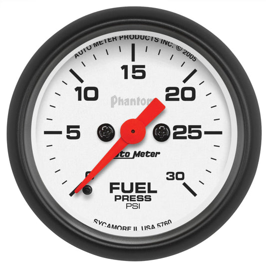 Autometer Phantom Fuel Pressure gauge 52mm 0-30 PSI Full Sweep Elec - My Store