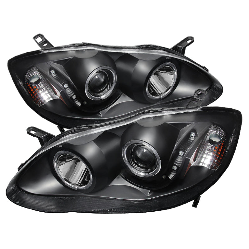 Xtune Toyota Corolla 03-08 Projector Headlights LED Halo Black PRO-JH-TC03-LED-AM-BK - Mammoth Racing -