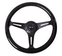 NRG Classic Wood Grain Steering Wheel (350mm) Black Paint Grip w/Black 3-Spoke Center - My Store