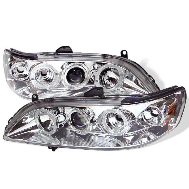 Spyder Honda Accord 98-02 1PC Projector Headlights LED Halo Amber Reflctr Chrm PRO-YD-HA98-AM-C - Mammoth Racing -