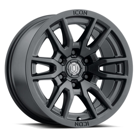 Icon Vector 6 17x8.5 6x5.5 25mm Offset 5.75in BS 95.1mm Bore Satin Black Wheel - Mammoth Racing -
