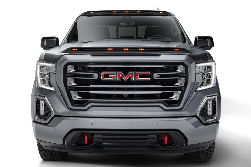 AVS 19-22 GMC Sierra 1500 Aeroskin Low Profile Hood Shield w/ Lights - Black - Mammoth Racing -