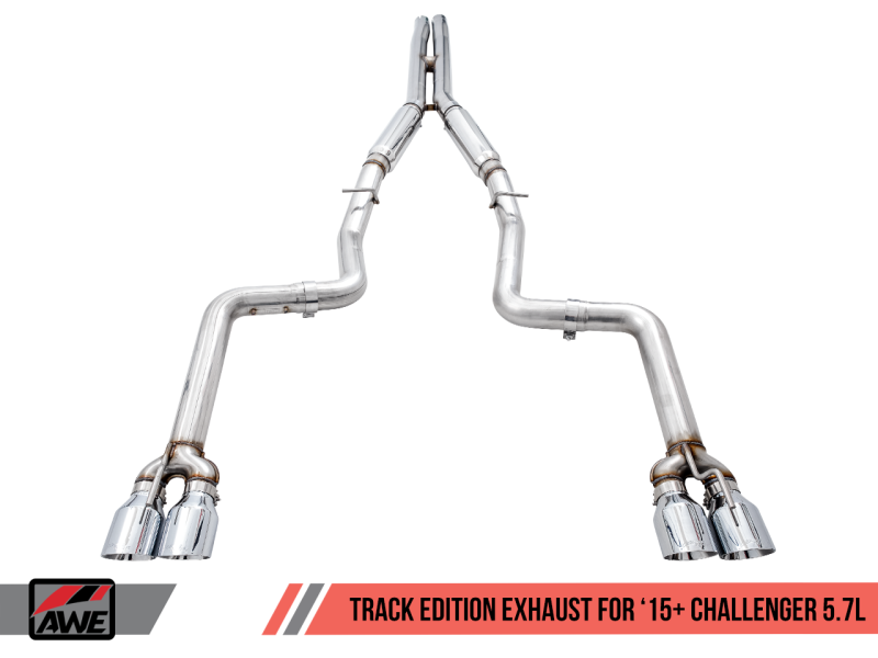 AWE Tuning 2017+ Dodge Challenger 5.7L Track Edition Exhaust - Diamond Black Quad Tips - Mammoth Racing -