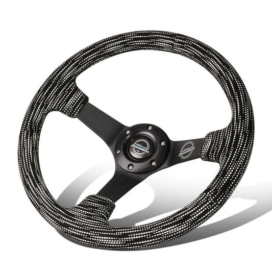 NRG Reinforced Steering Wheel (350mm / 3in. Deep) Microfiber/Black Stitch w/5mm Matte Black Spokes - My Store