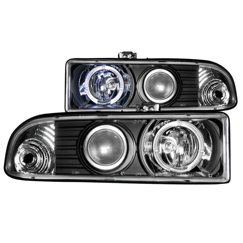 ANZO 1998-2005 Chevrolet S-10 Projector Headlights w/ Halo Black - Mammoth Racing -
