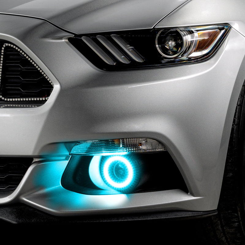 Oracle 15-17 Ford Mustang Dynamic RGB+A Projector Surface Mount Fog Light Halo Kit - ColorSHIFT - Mammoth Racing -