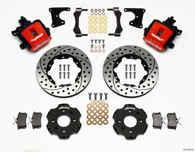 Wilwood Combination Parking Brake Rear Kit 11.00in Drilled Red Civic / Integra Drum 2.71 Hub Offset - Mammoth Racing -