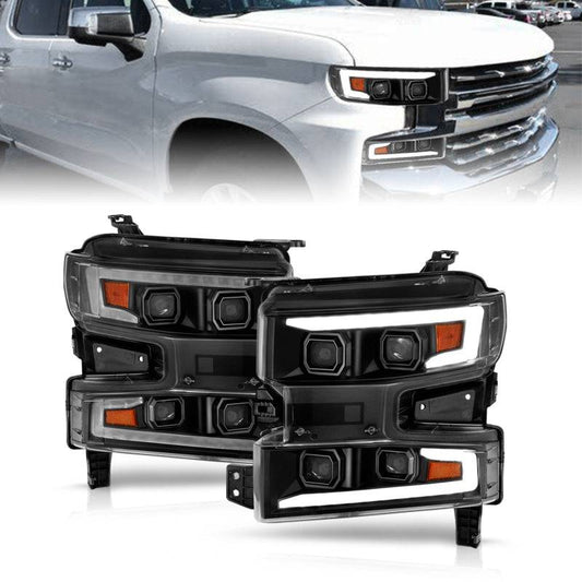 ANZO 19-22 Chevrolet Silverado 1500 LED Proj HL w/Lgt Bar SwBk Seq. Blk w/In. Light - Passenger Side - My Store