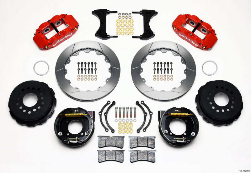 Wilwood Narrow Superlite 4R Rear P-Brk Kit 12.88in Red Chevy 12 Bolt w/ C-Clips - Mammoth Racing -