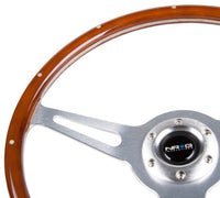 NRG Classic Wood Grain Steering Wheel (365mm) Wood w/Metal Inserts & Brushed Alum. 3-Spoke Center - My Store