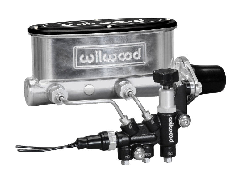 Wilwood HV Tandem M/C Kit w L/H Bracket & Prop Valve - 1 1/8in Bore Ball Burnished - My Store