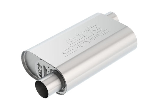 Borla CrateMuffler SBC Hot 350/383 2.5in Offset/Center 14in x 4.35in x 9in S-Type Muffler - Mammoth Racing -