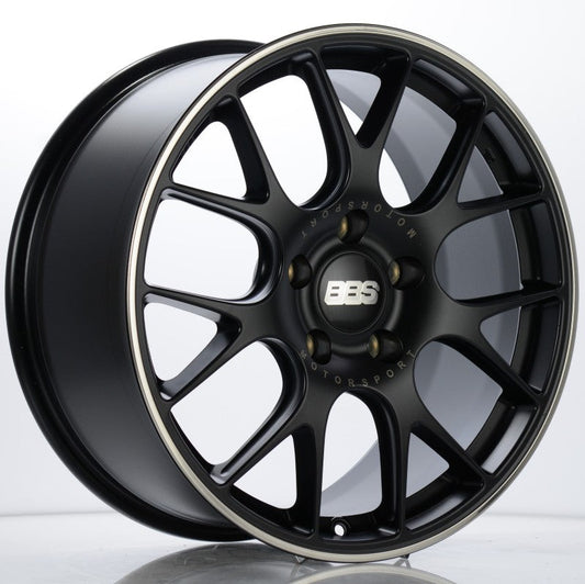 BBS CH-R 19x8.5 5x130 ET51 CB71.6 Satin Black Polished Rim Protector Wheel w/ Motorsport Etching - Mammoth Racing -