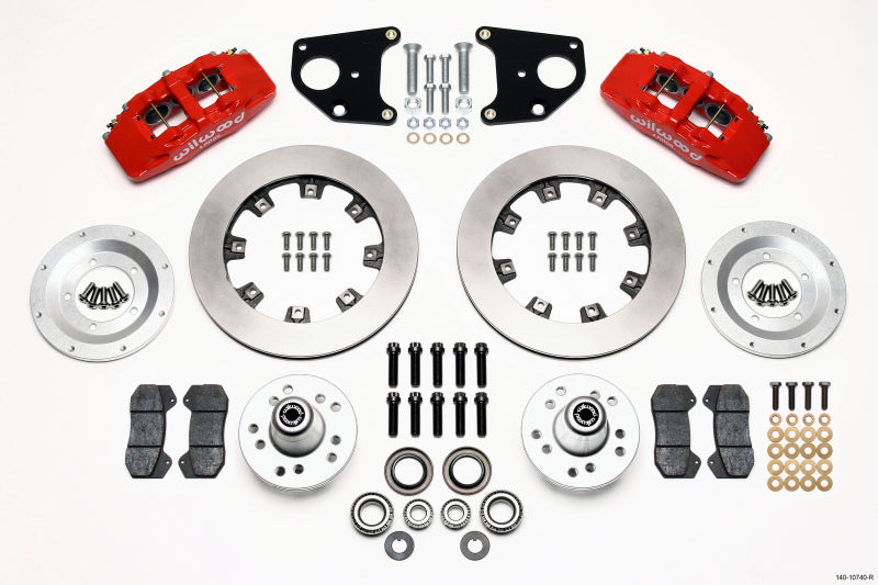 Wilwood Dynapro 6 Front Hub Kit 12.19in Red 62-72 CDP B & E Body-Drum - Mammoth Racing -