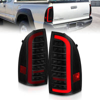ANZO 05-15 Toyota Tacoma Full LED Tail Lights w/Light Bar Sequential Black Housing Smoke Lens - Mammoth Racing -