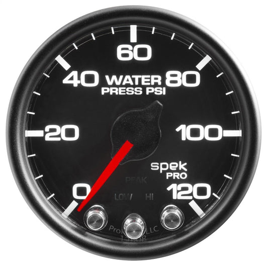 Autometer Spek-Pro Gauge Water Press 2 1/16in 120psi Stepper Motor W/Peak & Warn Blk/Blk - My Store