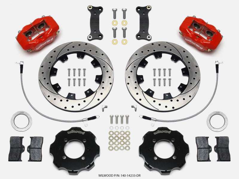 Wilwood Forged Dynalite Front Hat Kit 12.19in Drilled Red 2016-Up Mazda MX5 Miata w/ Lines - My Store