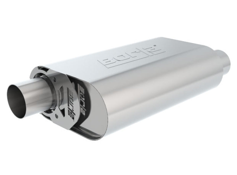 Borla CrateMuffler BBC 396 2.5 inch Offset/Offset 14in x 4.35in x 9in Oval Muffler - Mammoth Racing -
