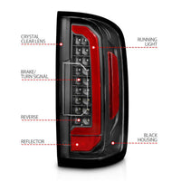ANZO 15-21 Chevrolet Colorado Full LED Tail Lights w/ Red Lightbar Black Housing Clear Lens - My Store