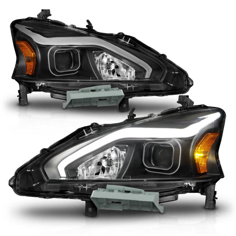 ANZO 13-15 Nissan Altima (w/o Factory HID Bulbs) Projector Headlights - w/ Light Bar Black Housing - My Store