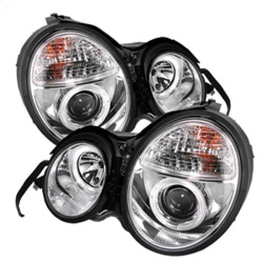 Spyder Mercedes Benz E-Class 95-99 Projector Headlights LED Halo Chrm PRO-YD-MBW21095-HL-C