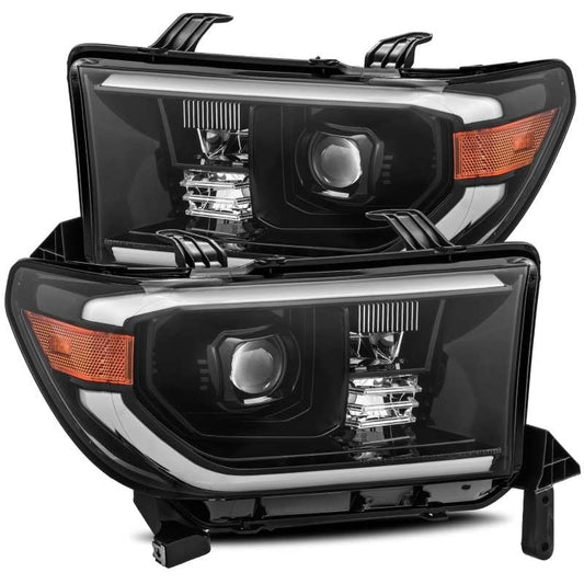 AlphaRex 07-13 Toyota Tundra PRO-Series Projector Headlights Plank Style Alpha Black w/Activ Light - My Store