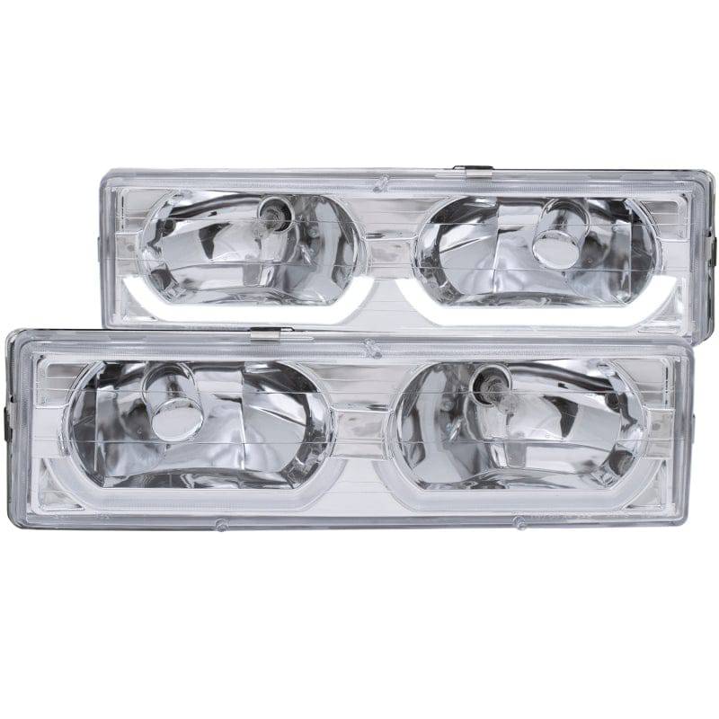 ANZO 1988-1998 Chevrolet C1500 Crystal Headlights Chrome w/ Low - Brow - My Store