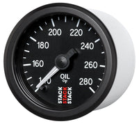 Autometer Stack 52mm 140-280 Deg F 1/8in Nptf Male Pro Stepper Motor Oil Temp Gauge - Black - My Store