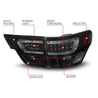 ANZO 11-13 Jeep Grand Cherokee LED Taillights w/ Lightbar Black Housing/Smoke Lens 4pcs - My Store