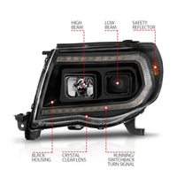 ANZO 05-11 Toyota Tacoma Projector Headlights w/Light Bar Switchback Black Housing - My Store