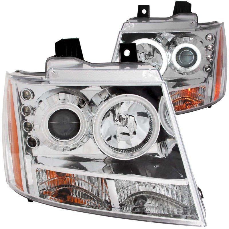 ANZO 2007-2013 Chevrolet Avalanche Projector Headlights w/ Halo Chrome - Mammoth Racing -