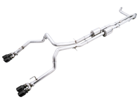 AWE Tuning 22-23 GMC Sierra 1500 AT4X 6.2L 0FG Catback Split Dual (Flat Bumper) - Diamond Black Tips - Mammoth Racing -